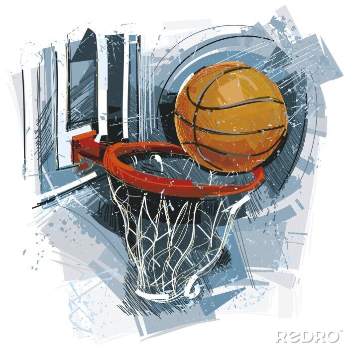 Fototapete Basketballthema auf Cartoon-Grafik