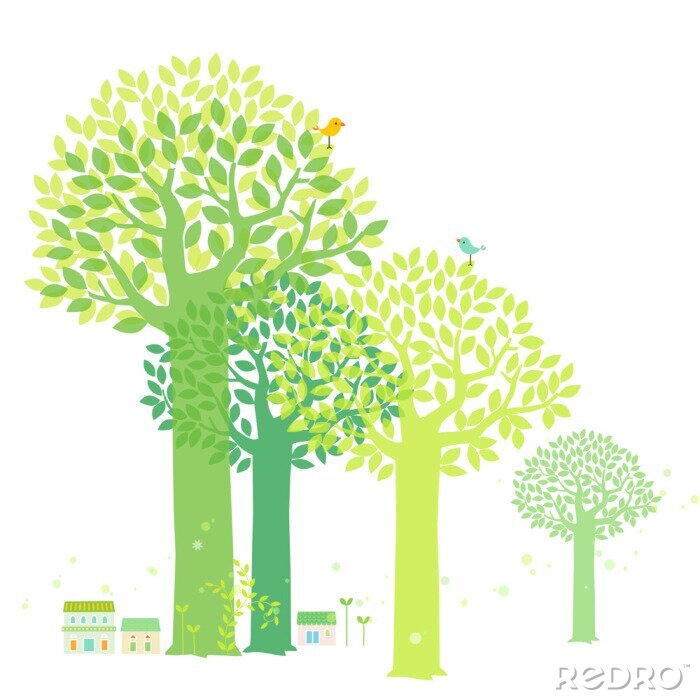 Fototapete Baum für Kinder grün