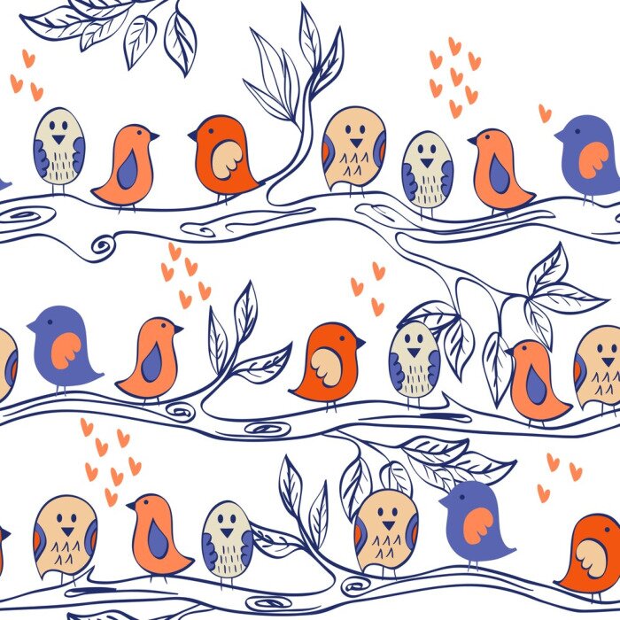 Fototapete Baum mit vögel