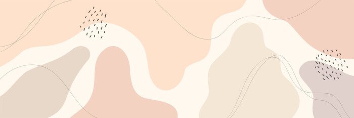 Fototapete Beautiful pastel social media banner template with minimal abstract organic shapes composition in trendy contemporary collage style