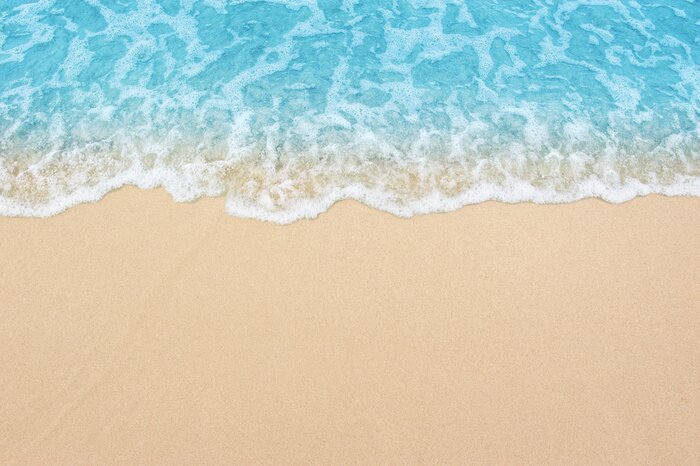Fototapete Beautiful sandy beach and soft blue ocean wave