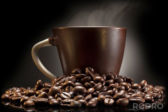 Fototapete Becher Kaffee und Bohnen