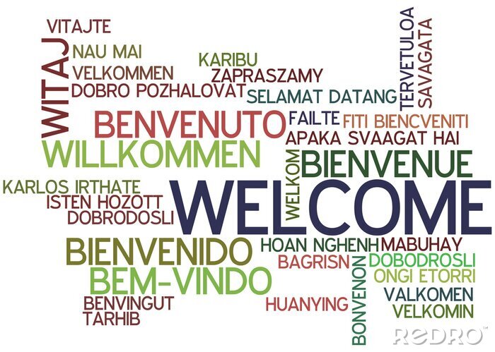 Fototapete Begrüßung in verschiedenen Sprachen