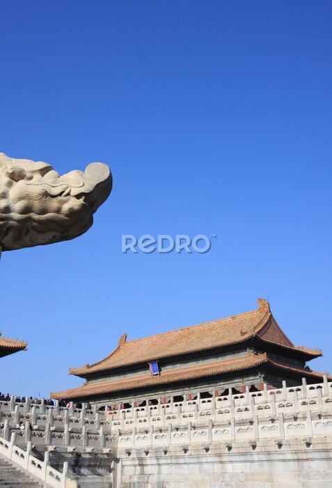 Fototapete Beijing Forbidden City architektonische Details gegen den blauen Himmel