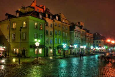 Fototapete Beleuchtete Altstadt in der Nacht