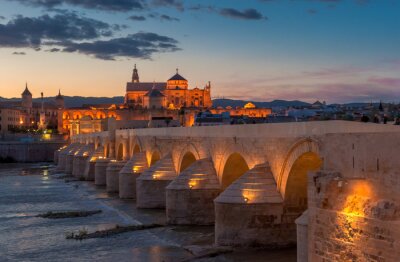 Fototapete Beleuchtete Brücke in Spanien