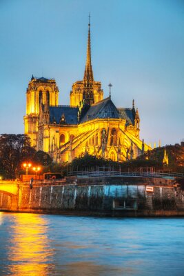 Fototapete Beleuchtete Kathedrale in Paris