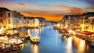 Fototapete Beleuchteter canal grande bei nacht