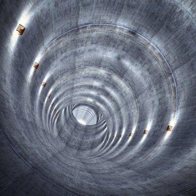 Fototapete Beleuchteter runder Tunnel