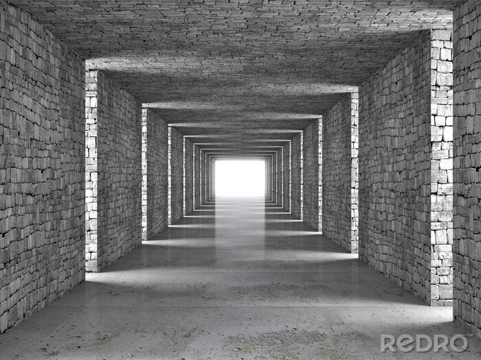 Fototapete Beleuchteter Steintunnel