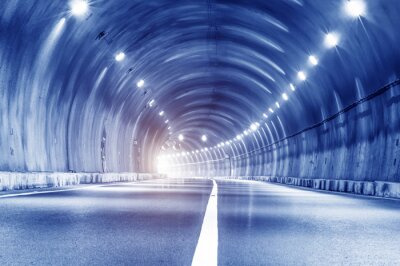 Fototapete Beleuchteter Straßentunnel