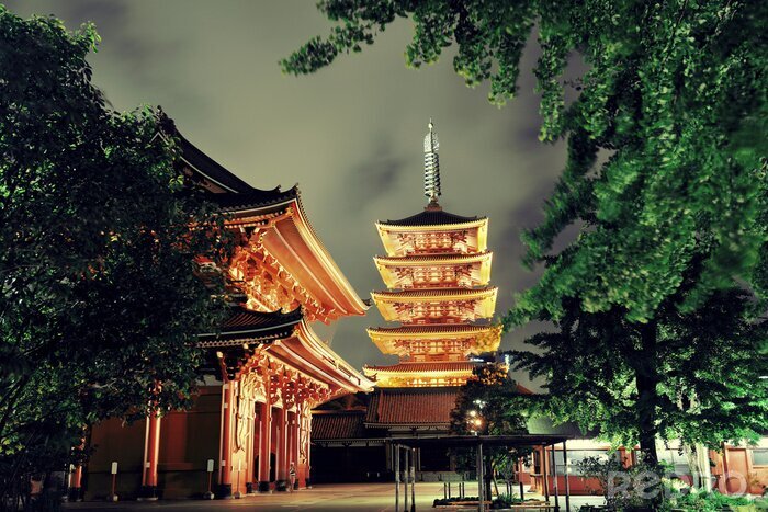 Fototapete Beleuchteter Tempel in Tokio