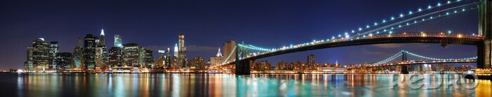 Fototapete Beleuchtetes Panorama der Brücke