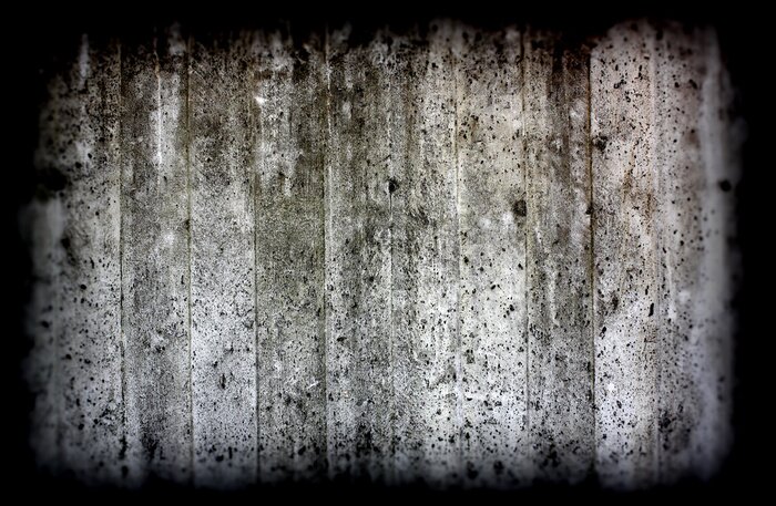 Fototapete Bemooste Mauer aus Betonblöcken