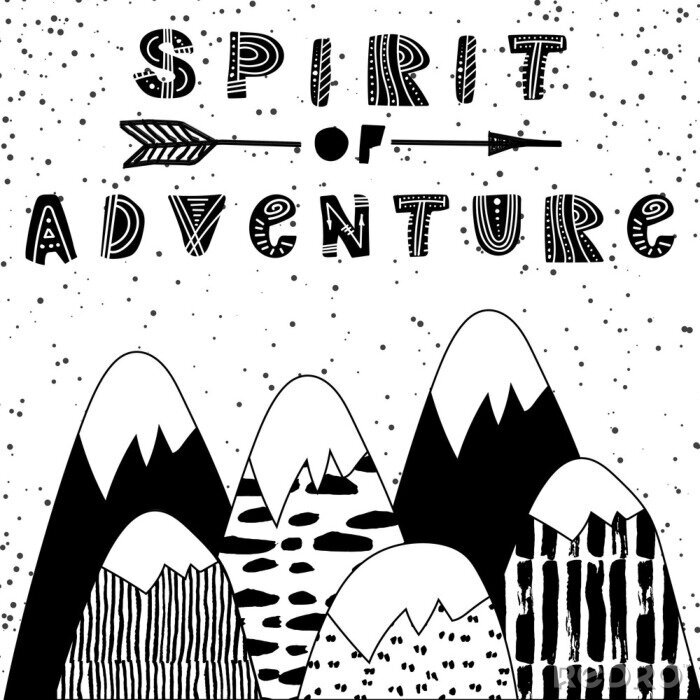 Fototapete Berg-Illustration im skandinavischen Stil