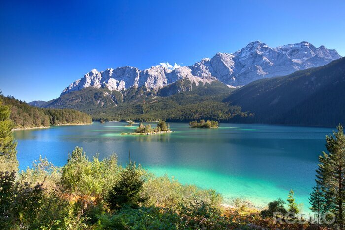Fototapete Berge und türkisfarbener See