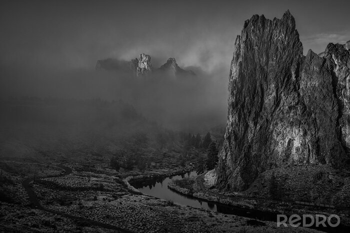 Fototapete Berglandschaft im Nebel