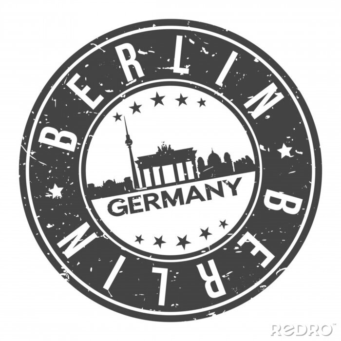 Fototapete Berlin Germany Europa Stamp. Logo Icon Symbol Design Skyline City Vector.