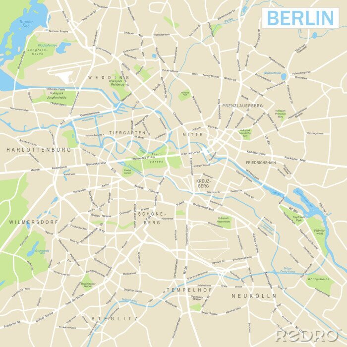Fototapete Berlin Karte - Vektor-Illustration