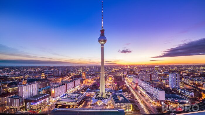 Fototapete Berlin Panorama in der Abenddämmerung