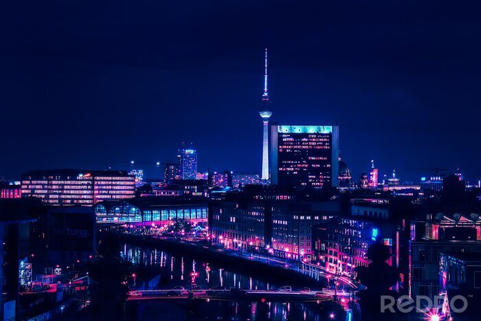 Fototapete Berlin Skyline bei Nacht