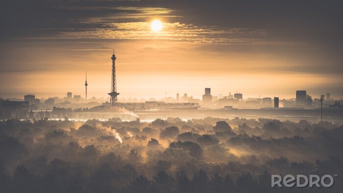 Fototapete Berliner Skyline im Nebel