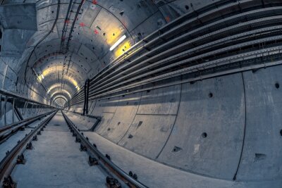 Fototapete Beton-Tunnel mit Gleisen