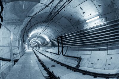 Fototapete Beton-Tunnel mit Kabeln