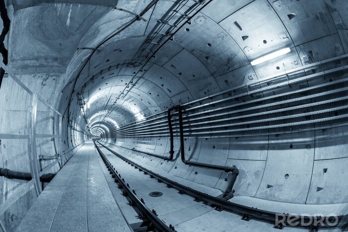 Fototapete Beton-Tunnel mit Kabeln