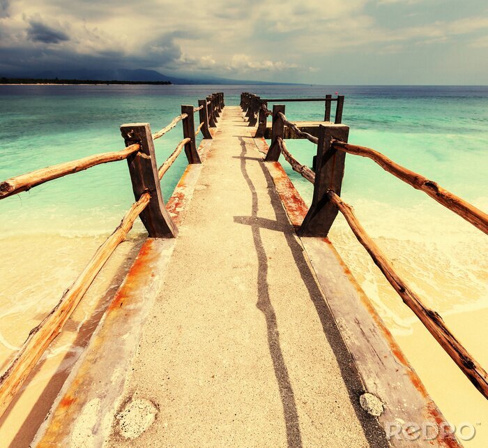 Fototapete Betonbrücke mit Geländern