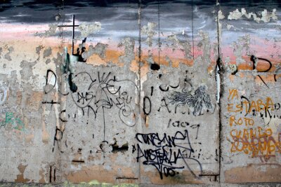 Fototapete Betonmauer mit buntem Graffiti