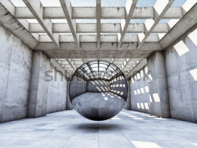 Fototapete Betontunnel mit Kugel 3D