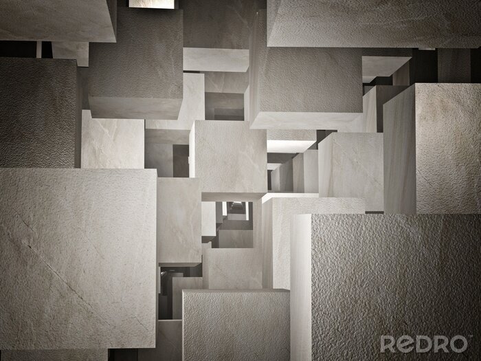 Fototapete Betonwürfel bilden ein 3D-Muster