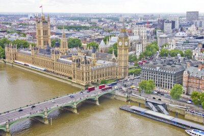 Fototapete Bewölktes Panorama von Londoner Gebäuden