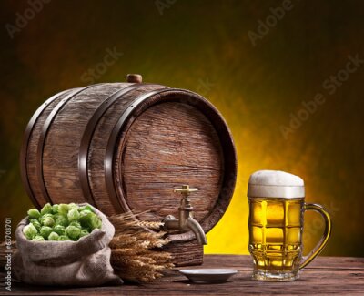 Fototapete Bier und Zutaten