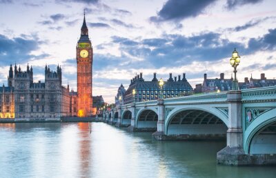 Fototapete Big Ben und die Houses of Parliament in der Nacht in London, UK