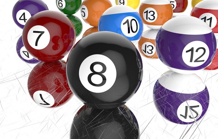 Fototapete Billardkugeln auf weißem Hintergrund