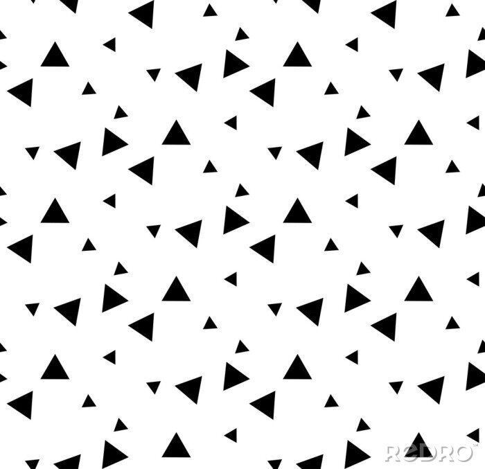 Fototapete Black and white geometric seamless pattern with triangle.
