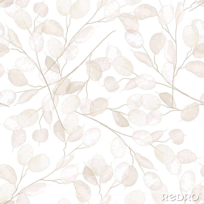 Fototapete Blätter an beigen Zweigen