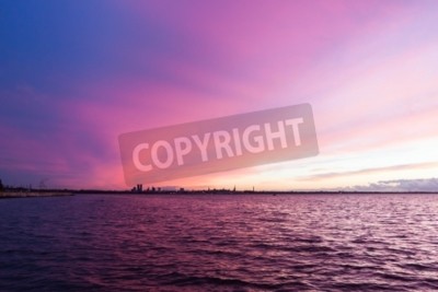 Fototapete Blau-violetter Sonnenuntergang