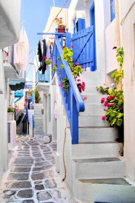 Fototapete Blau-weiße Häuser in Griechenland