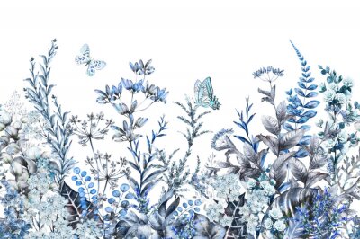 Fototapete Blaue Felddickichte im Frühjahr