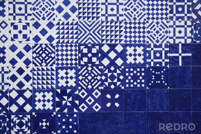 Fototapete Blaue geometrische Azulejos