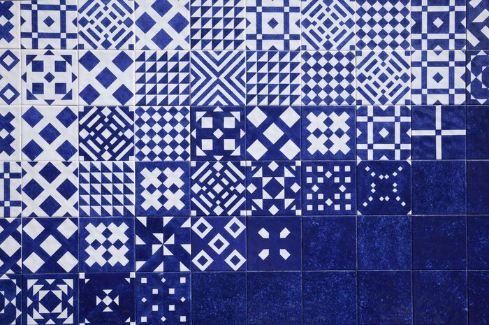 Fototapete Blaue geometrische Azulejos