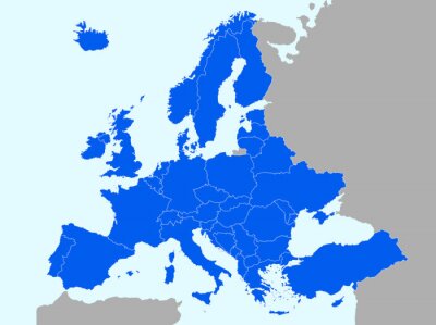 Fototapete Blaue Karte mit Europa