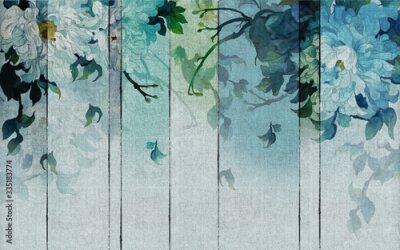 Fototapete Blaue Pfingstrosen