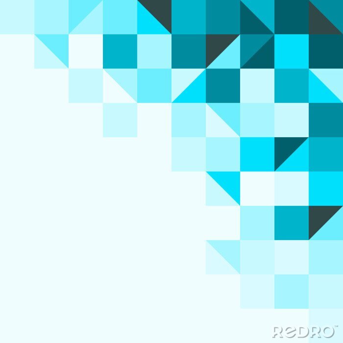 Fototapete Blaue Quadrate und Dreiecke Hintergrund
