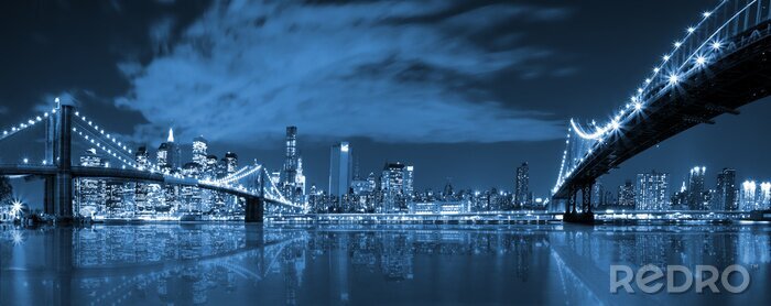 Fototapete Blaue Skyline bei Nacht