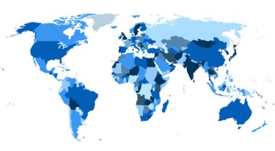 Blaue Staaten auf der Weltkarte