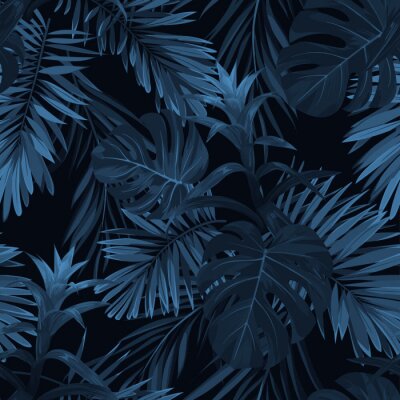 Blaue tropische Vegetation auf dunklem Hintergrund